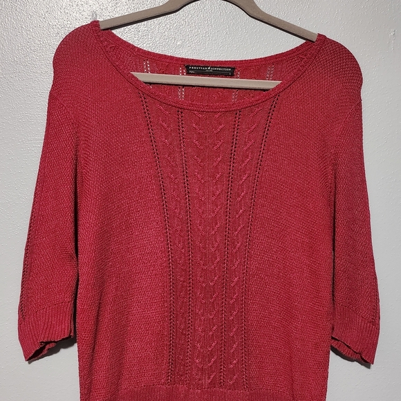 PERUVIAN CONNECTION Sweater Womens Small Red Pima Cotton Knit Tunic Top Luxe - Picture 3 of 9